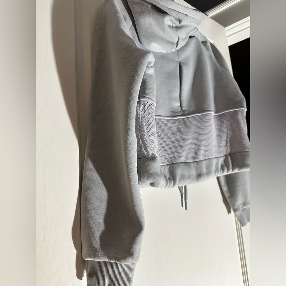 WOMEN’S BEST | MESH CROPPED HOODIE |. LIGHT GRAY | SM. - Picture 5 of 7